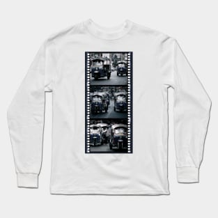 Bangkok Tuk-Tuk Taxis - Triptych Of 3 Photographs With Film Strip Framing Long Sleeve T-Shirt